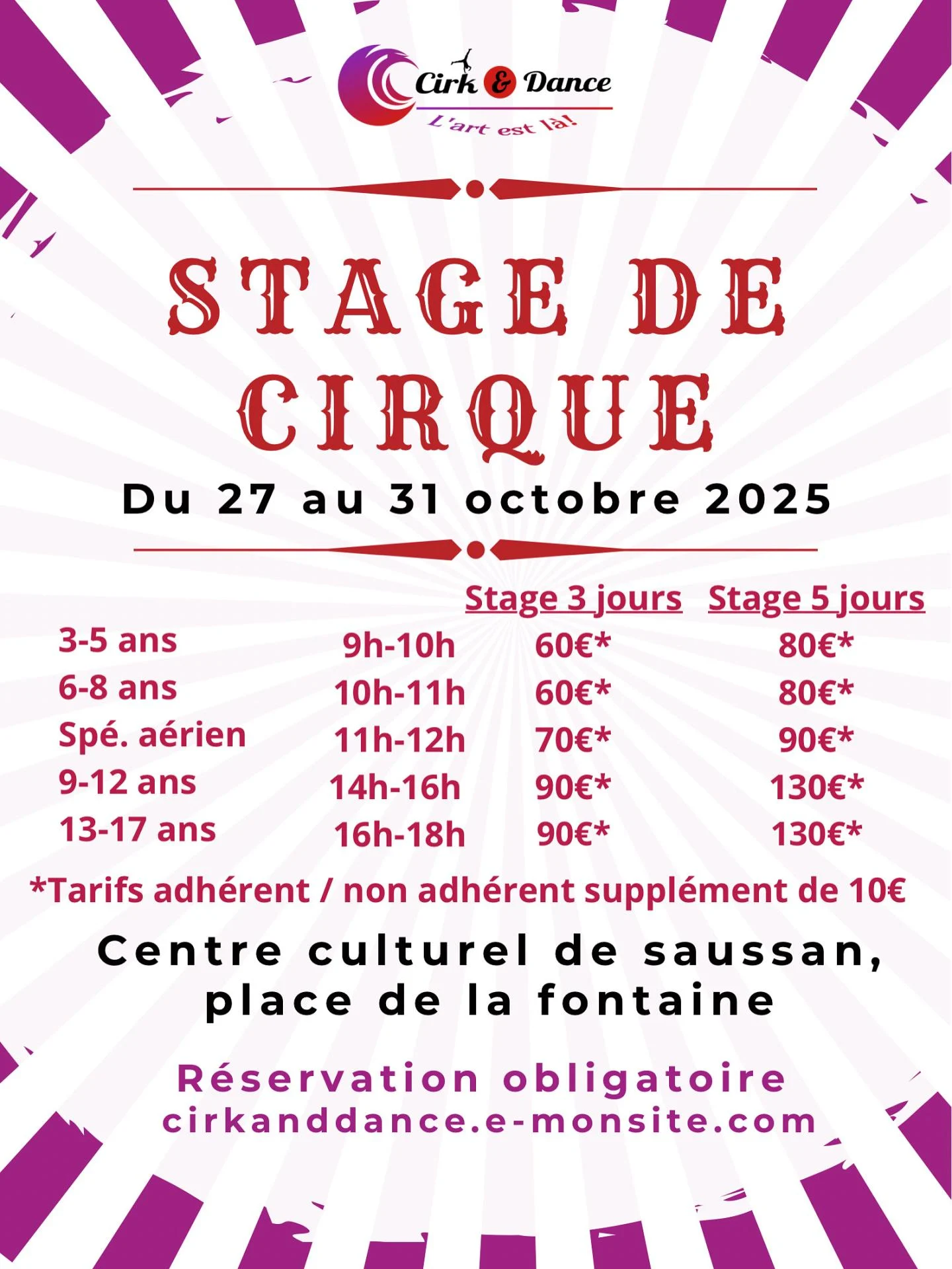 Stage vacances scolaires