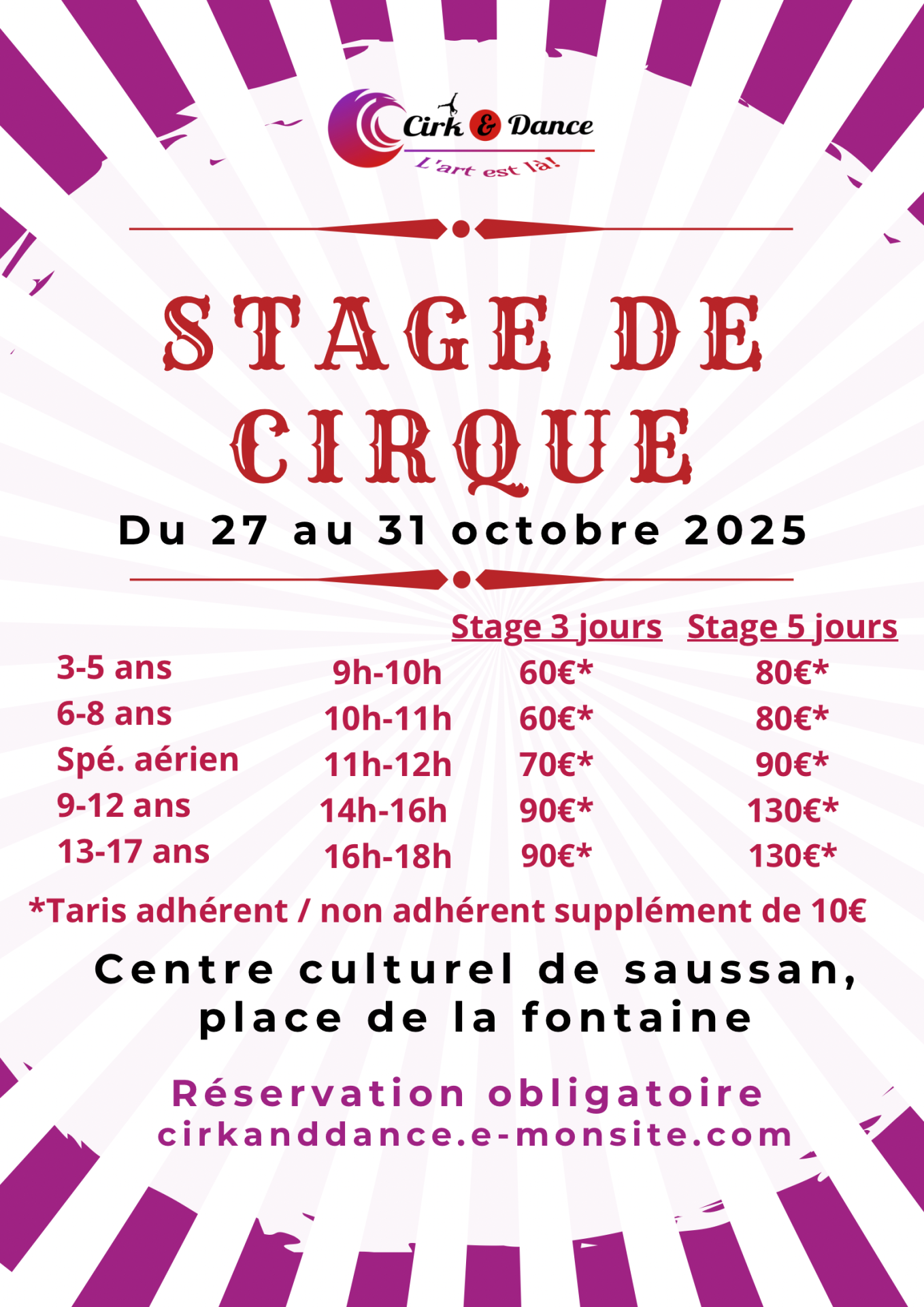 Stage vacances Octobre 2025